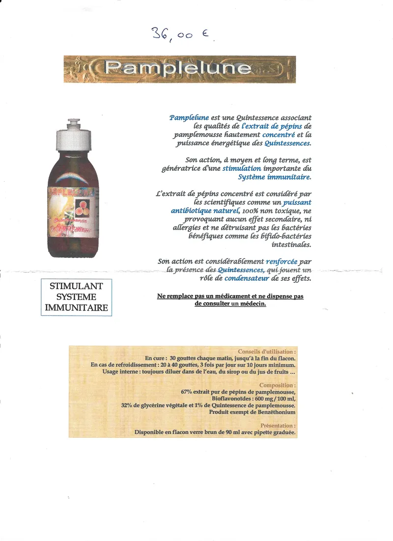 Elixir magique PAMPLELUNE Gamme CHRYSOPEA